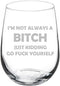 MIP Wine Glass Goblet Funny I'm Not Always A B*tch Just Kidding (17 oz Stemless)...