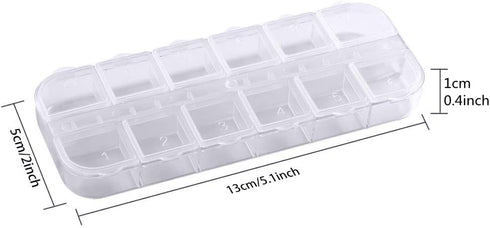 6 Pieces Nail Art Tool Jewelry Storage Box, 12 Compartments Plastic Rhinestone Organizer Container Case, Display Containers...