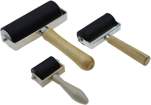 3 Pack Rubber Roller - Brayer Rollers with 3 Size for Crafting Brayer Rollers for Printmaking Brayer Tool Paint Brush Ink Applicator Art Craft Oil...