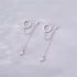 Star 925 Sterling Silver Double Piercing Earrings Huggie Cuff Chain for Women Teen Girls 2 Holes CZ Charm Dangle Drop Small Hoop Earrings Cartilag...