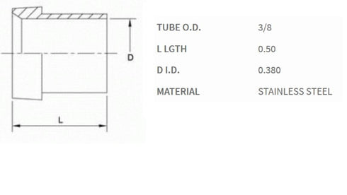 Brennan 0319-06-SS, Stainless Steel JIC Tube Fitting, Sleeve, 3/8" Tube OD...
