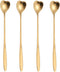 16 Pieces Heart Shaped Spoon Coffee Teaspoon 7 Inch Set Stainless Steel Long Handle Spoon Stir Bar Spoon Stirring Spoon Ice Cream Spoon Gold...