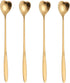 16 Pieces Heart Shaped Spoon Coffee Teaspoon 7 Inch Set Stainless Steel Long Handle Spoon Stir Bar Spoon Stirring Spoon Ice Cream Spoon Gold...
