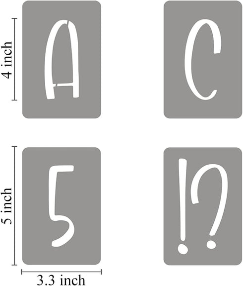 4 Inch Alphabet Letter Stencils for Painting - 42 Pack Letter and Number Stencil Templates with Signs for Painting on Wood, Reusable Letters and N...