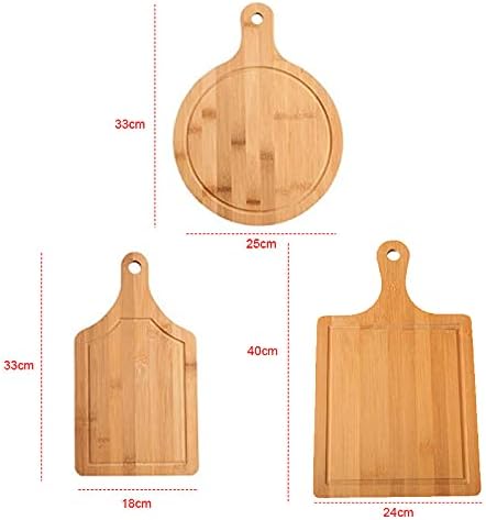Bamboo Cutting Board,Meat Chopping Boards,Pizza Peel Paddle with Handle for Homemade Baking Pizza Bread Cake Fruit Vegetables (Round-Board)...