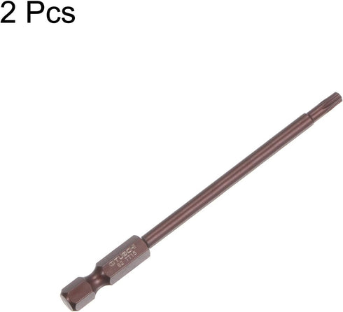 2pcs T15 Torx Bit 1/4" Hex Shank 4" Length Magnetic Security Star Screwdriver Power Tool, Red...