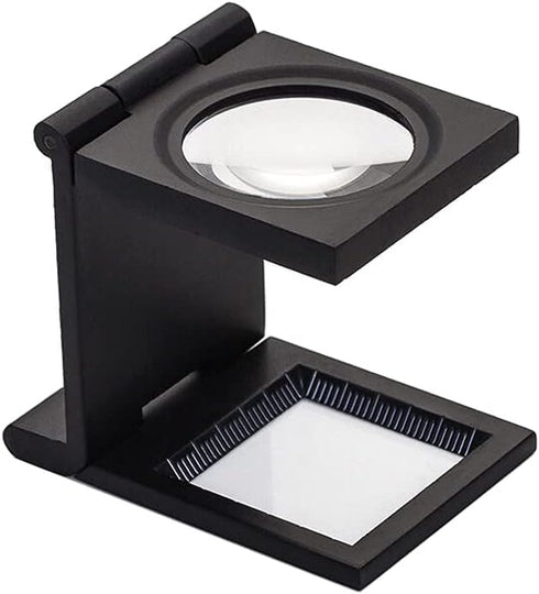 10X 28mm Mini Three-Folding Magnifier Zinc Alloy Loupe Pocket Reading Magnifiers Magnifying Glass with Scale for Textile Optical Jewelry Tool (1 P...