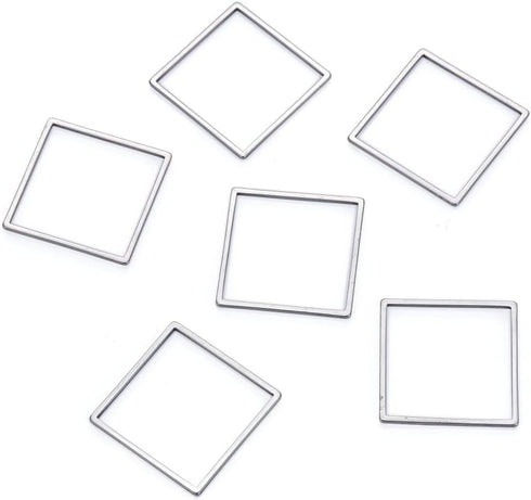 20pcs Adabele 304 Grade Surgical Stainless Steel Hypoallergenic Square Beading Hoop Link Jewelry Findings 20mm Geometric Connector Open Bezel Fram...