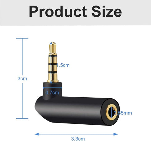 3.5mm Angle Male to Female Audio Adapter, 90 Degree Right Angle Gold-Plated TRS Stereo Jack Plug AUX Connector Compatible with Headset, Tablets, M...