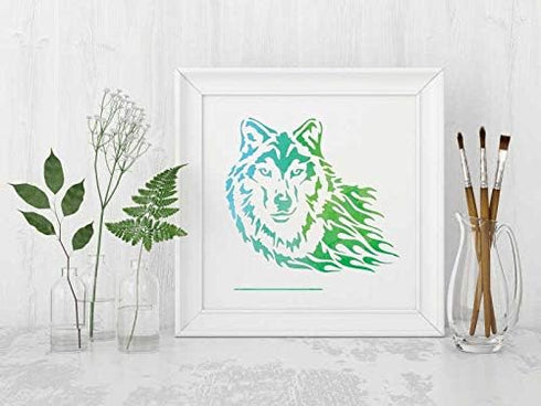 Lion Deer Tiger Wolf Whale Horse Animal Stencils for Painting on Wood, Fabric, Walls, Airbrush + More | Reusable Mylar Template (Wolf)...