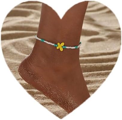 Butterfly Anklets Boho Bead Anklet Bracelet Beach Anklet Foot Chain Jewelry for Women and Teen Girls...
