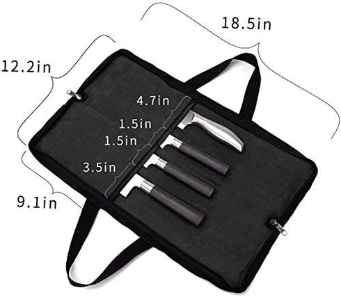 QEES Knife Roll,Knife Bag,Knife Case 4 Slots For Home Kitchen Knife Tools,Chef Knife Bag with Handle.Durable Knife Bags For Chefs Men Women Culina...