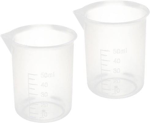 YOKIVE 2 Pcs Plastic Beaker, Laboratory Use | Liquid Measuring Cup, Great for Lab, Kitchen (Clear White, 50ML)...