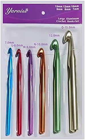 Large Aluminum Crochet Hooks Set 7mm, 8mm, 9mm,10mm, 12mm, 15mm, Big Standard Size Crochet Hooks...