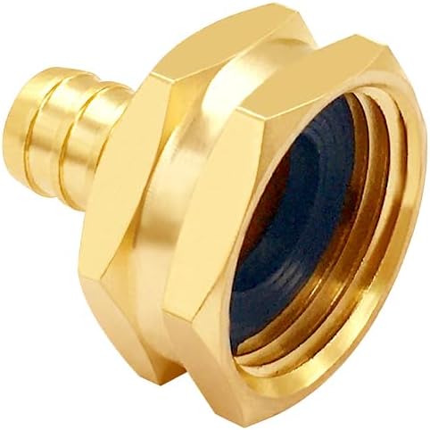 2PCS Solid Brass 1/2" PEX Barb to 3/4" GHT Female Garden Hose End Connector Splicer Mender Repair Fitting...