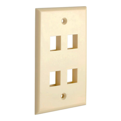Cmple - 4 Port Keystone Wall Plate 1 Gang Wall Plate with Standard Size Ethernet Wall Plate Keystone Jack Insert Wall Plates - Ivory...