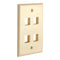 Cmple - 4 Port Keystone Wall Plate 1 Gang Wall Plate with Standard Size Ethernet Wall Plate Keystone Jack Insert Wall Plates - Ivory...
