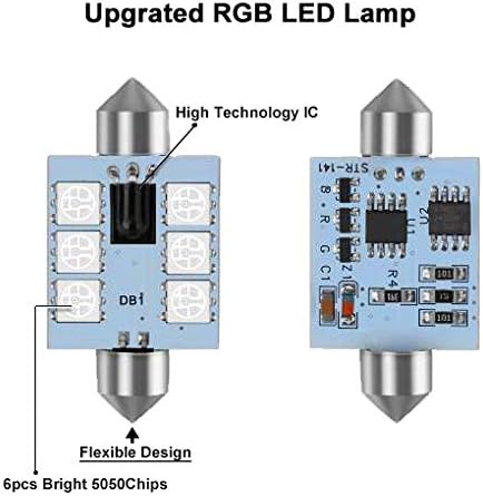 578 LED Bulb 41mm 42mm 212-2 211-2 578 Festoon LED Bulbs 16 Colors RGB with Remote Control Replacement for Map Dome License Plate Courtesy Lights ...