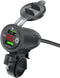 Motorcycle USB Socket,12V/24V Car Charger with Dual QC 3.0 USB Socket,Car Charger Socket with LED Voltmeter for Motorcycle,Motorhome,Car,Truck...