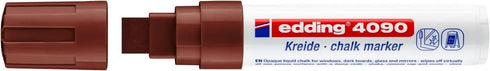 edding 4090 chalk marker - brown - 1 chalk pen - chisel nib 4-15 mm - broad-nib wet wipe pen for chalkboards, windows, glass, mirrors - liquid cha...