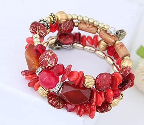Pingyongchang Boho Agate Beads Charms Bracelet Multilayer Irregular Bracelets for Women Vintage Jade Stone Man Bracelets Yoga Turquoise Bangles Et...