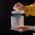 1PCS 300ml/10oz Empty Cylindrical Diamond Crystal Glass Candy Dish Bowl Jars Pots Cans Sample Packing Dispenser Container Storage with Caps for Sn...