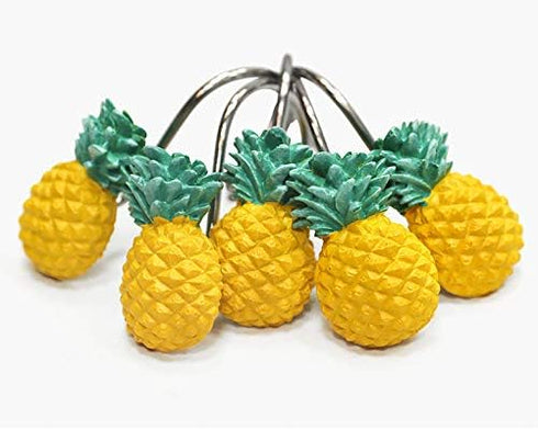 Chictie Yellow Pineapple Shower Curtain Hooks Set of 12,Cute Fruit Design Stainless Steel Shower Hooks Decorative Hanger Rings Rust Resistant for ...