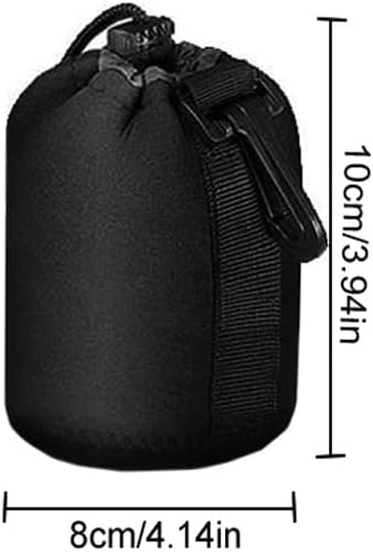 Camera Lens Case, Black Thick Protective Neoprene Small Camera Lens Bag 3.1x2.7inch(8x6.8cm) for DSLR Camera Small Lens...