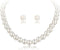 Pearl strands Necklace and Earring Set Faux Pearl Choker Necklaces for Women Girls Pearl Stud Earrings for Bride Wedding Accessories...