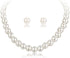 Pearl strands Necklace and Earring Set Faux Pearl Choker Necklaces for Women Girls Pearl Stud Earrings for Bride Wedding Accessories...