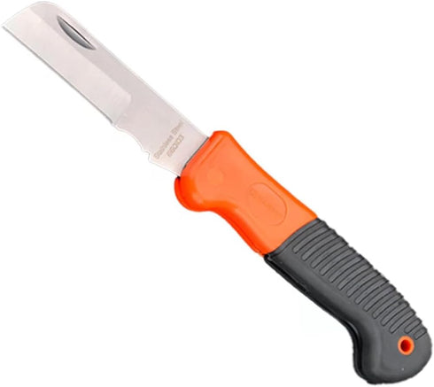 Edward Tools Electrician Straight Blade Knife - Lockback Folding Design Utility Knife - Stainless Steel Knife Cable Stripping, Cutting Insulation,...