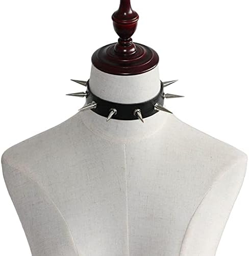 Black Spiked Leather Choker Collar Necklace for Women Gothic Punk PU Chokers Necklaces Halloween Costumes Cosplay Accessories for Women Spike Chok...