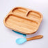 Baby Toddler Stay Put Dish, Kids Suction Plate, Bamboo Cute Dinnerware (Blue)...