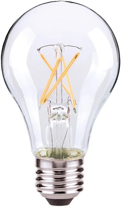 Satco S12460 5 Watt A19 LED Bulb, Clear, 2700K, Medium Base, 120 Volt, 4-Pack...