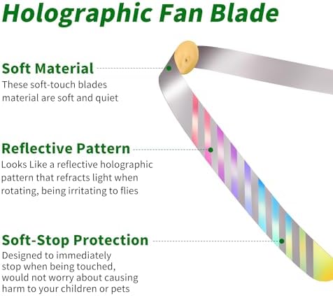Portable Fans for Tables, Foldable Table Fans Indoor, Outdoor Food Fans with Holographic Blades, Battery Powered Hangable Food Spinning Fan for Pi...