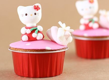 KEISEN 5oz 3 2/5" Set of 24 Disposable Aluminum Foil Cups 125ml for Muffin Cupcake Baking Bake Utility Ramekin Cup (red)...