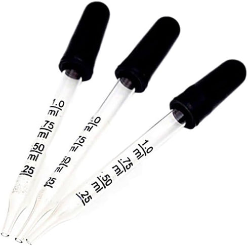 10 Pcs 1ml Straight Tip Droppers Glass Eye Droppers Liquid Measuring Droppers Lab Dropping Pipettes Essential Oil Droppers with Black Rubber Head...