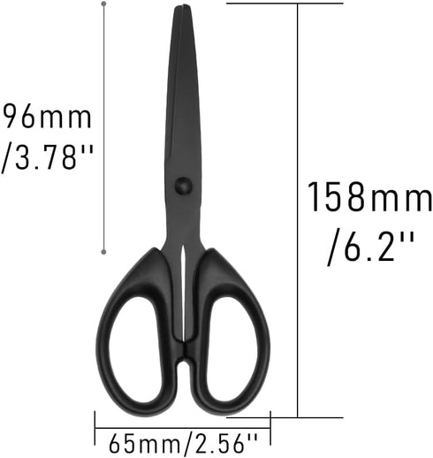 NatSumeBaics 6" Small Scissors All Purpose Cute Black Office Paper Scissors Craft Student Scissor Professional Shears for school and home (6" Scis...