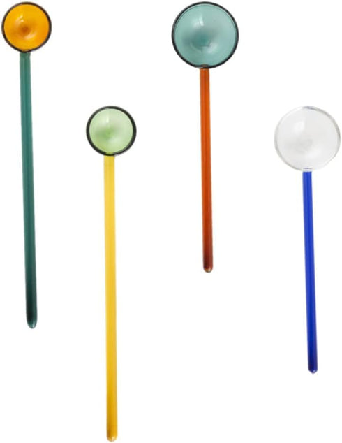4pcs coffee spoon Coffee Spoons Glass Dessert Spoon Sugar Stirring Spoon Long Handle Teaspoon Ice Cream Spoons Honey Cake Spoon for Specialty Appe...