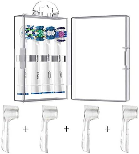 4 Packs Hygienic Protective Cover + 1 Electric Toothbrush Heads Storage Case for Oral B Toothbrush Heads...