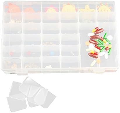36 Grids Clear Plastic Jewelry Box Organizer Storage Container with Removable Dividers...