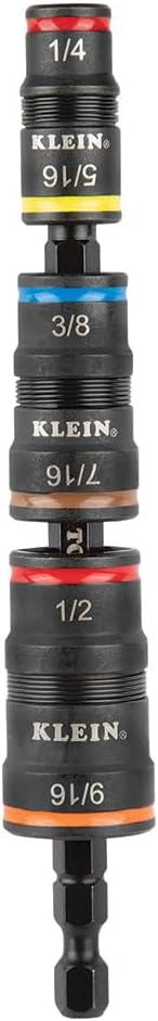 Klein Tools 32933 Impact Driver, SAE 7-in-1 Impact Socket Set, Flip Socket with 6 Hex Driver Sizes, Plus Bit Holding Feature...