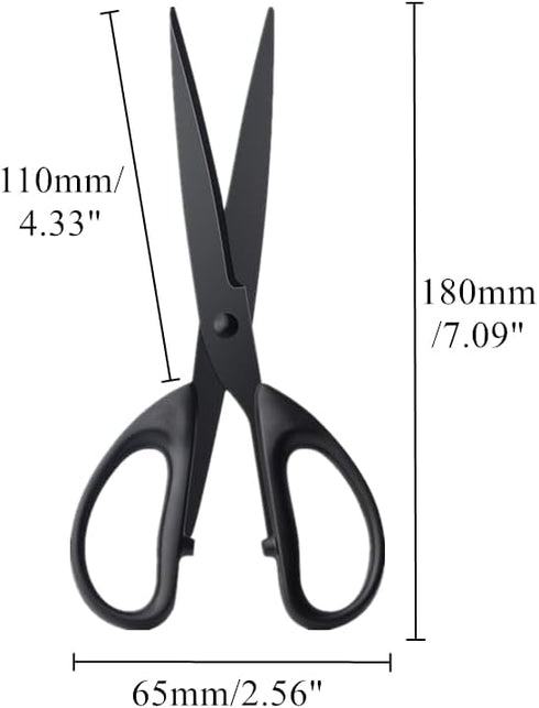 Black Office Scissors 7 Inch All Purpose Sharp Scissor Stainless Steel Blade Shears Straight ABS Handle Shear for Paper, DIY Craft, Office, School...
