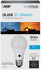 Feit Electric LED Dusk-to-Dawn Light Bulb, A19 60W Equivalent, 5CCT, Non-Dimmable, E26 Medium Base, 90 CRI, 800 Lumens, Standard Light Bulb with S...
