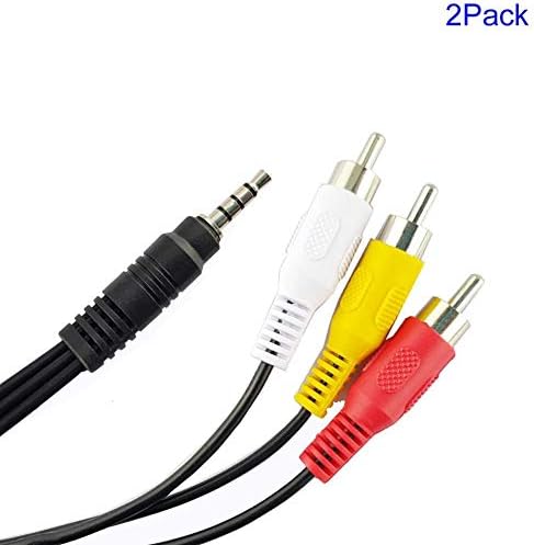 Seadream 2Pack 3.5mm Male Jack 4Port to 3-RCA Adapter Audio Stereo Extension Cable (5Feet)...