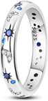 925 Sterling Silver Ring Bright Starry Night Ring Stud Sterling Silver Sparkling Cz Birthstone Jewelry for Women Teen Rings for Women Size7-9...