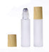 3Pcs Empty Translucent Frosted Glass Cosmetic Containers with Wood Grain Cap, 1 30ml Round Jar+1 20ml Eye Dropper Bottles+1 10ml Roller Bottles fo...