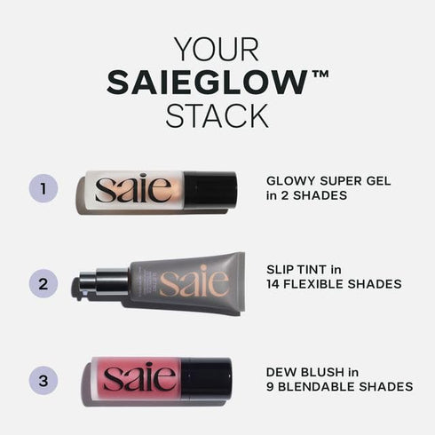 Saie Mini Glowy Super Gel Lightweight Illuminator - Luminizer + Makeup Primer for Glowing Skin - Enriched with Vitamin C + Hydrating Squalane Oil ...