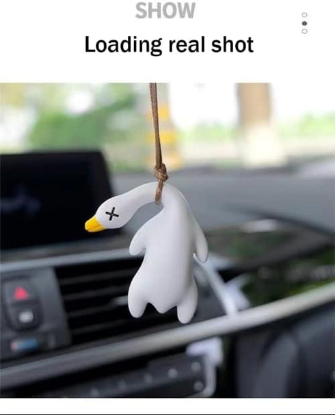 car Pendant car Swing Duck Creative Cute Rearview Mirror Pendant car Interior Decoration Small Roast Duck Pendant (25cm/9.8inch, White)...