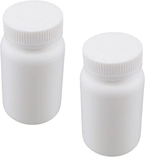 Othmro PE Plastic Lab Chemical Reagent Bottles 2pcs, 200ml/6.8oz Wide Mouth 42mmID Round Sample Liquid Storage Container Sealing Bottles White wit...